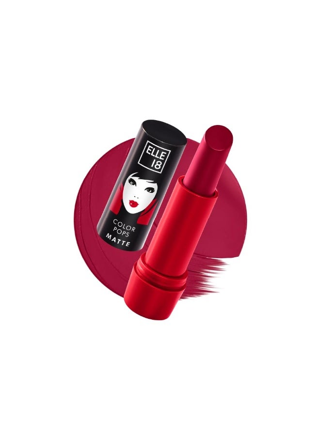 Elle 18 Color Pops Matte Lipstick, Code Red, Moisturising Bullet Matte, with Vitamin E, Highly Pigmented, Infused with Jojoba Oil and Shea Butter | 4.3 g - Image 1